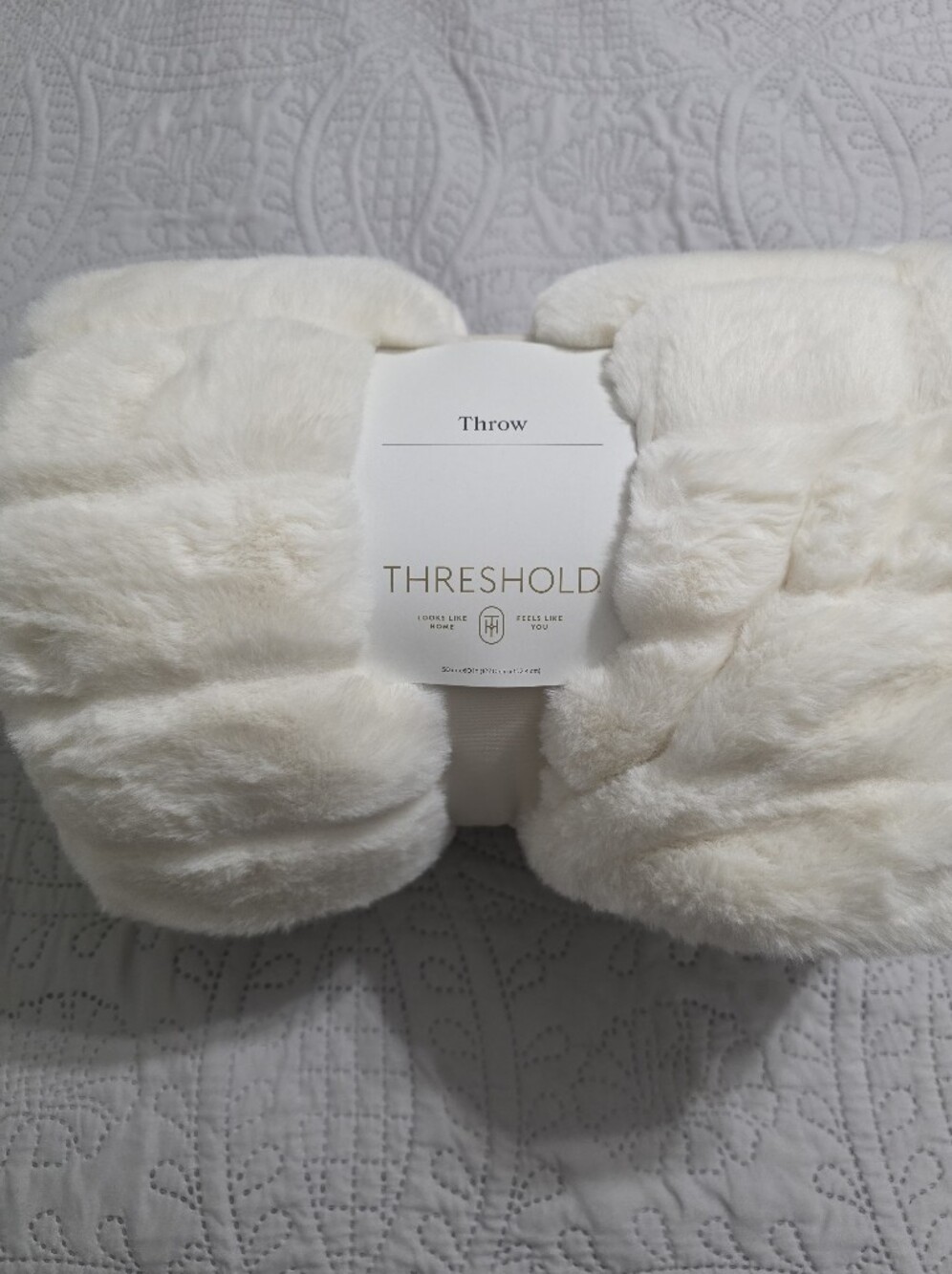 Threshold Plush Faux Fur Throw Blanket - Ivory Cream